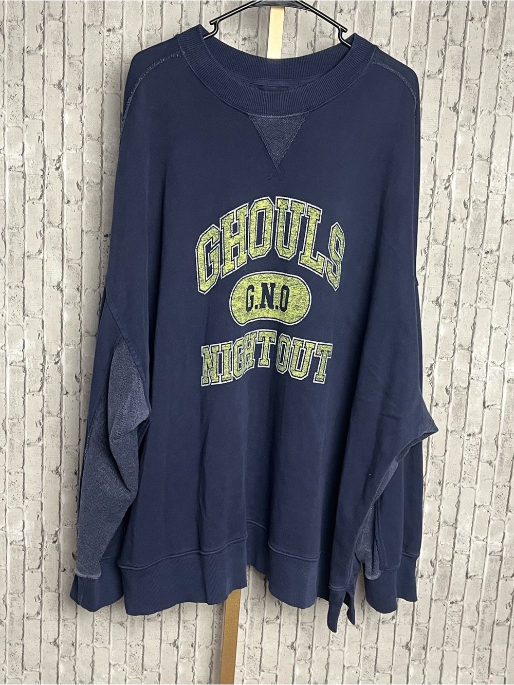Aerie Navy Halloween Ghouls Night Out Big Chill Oversized Crew Sweatshirt XXL